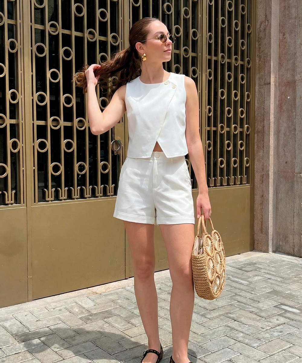 Short tiro medio con elastico MARFIL