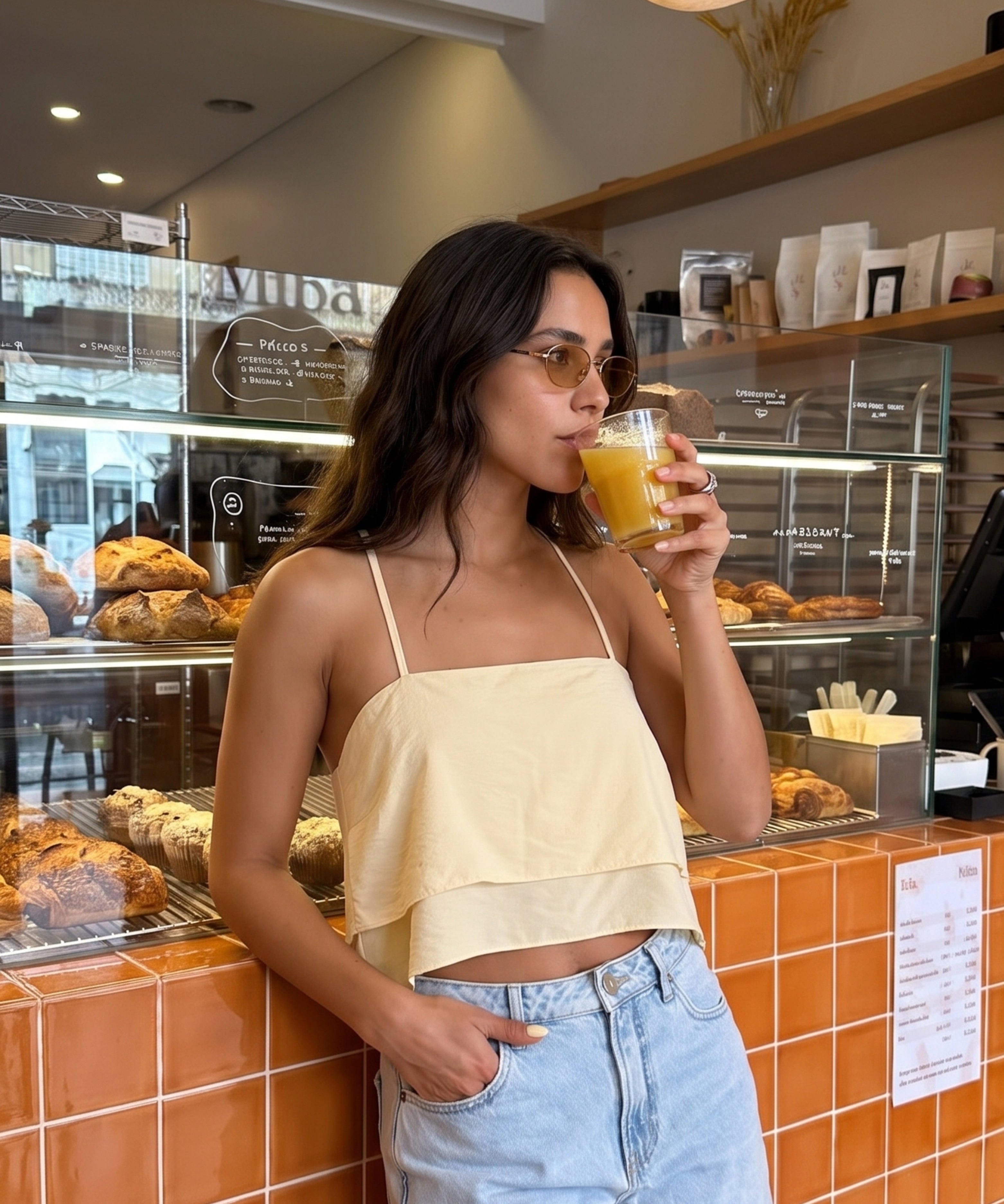 Blusa de tiras Beige