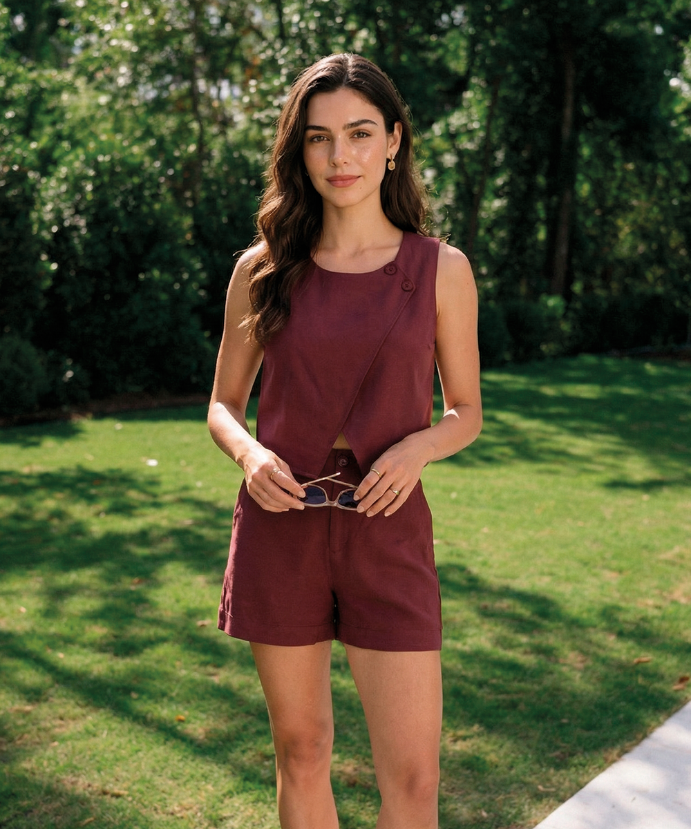 Short tiro medio con elastico VINO PROFUNDO