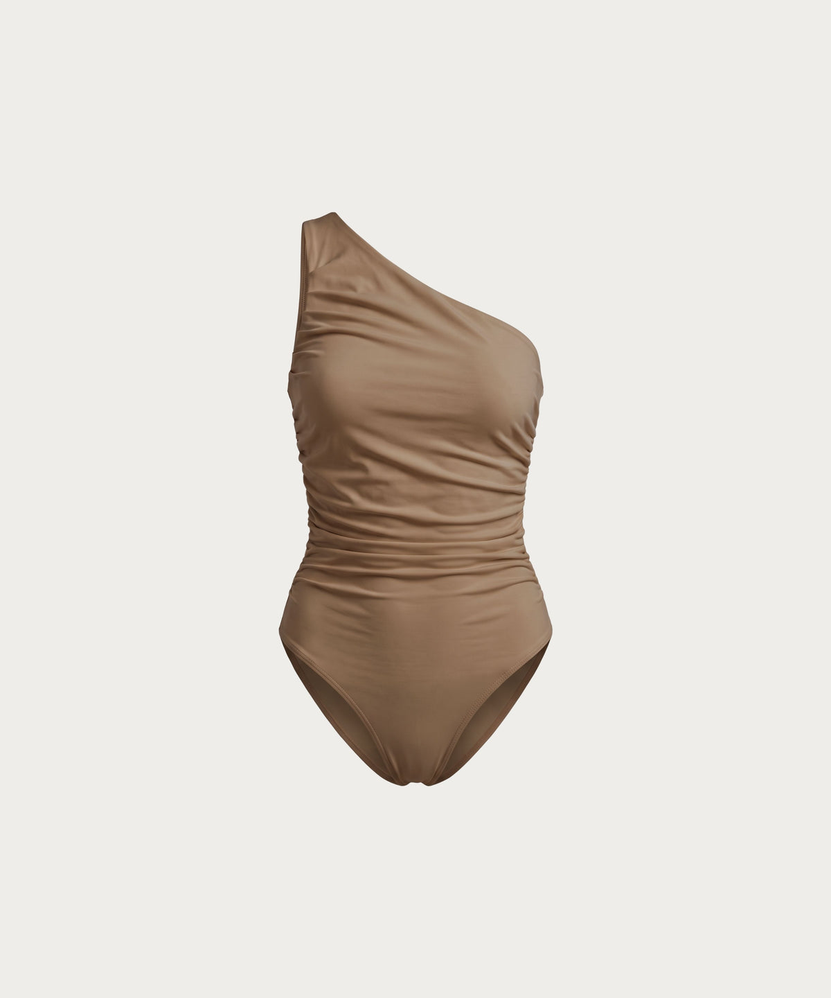 Body asimétrico drapeado Camel