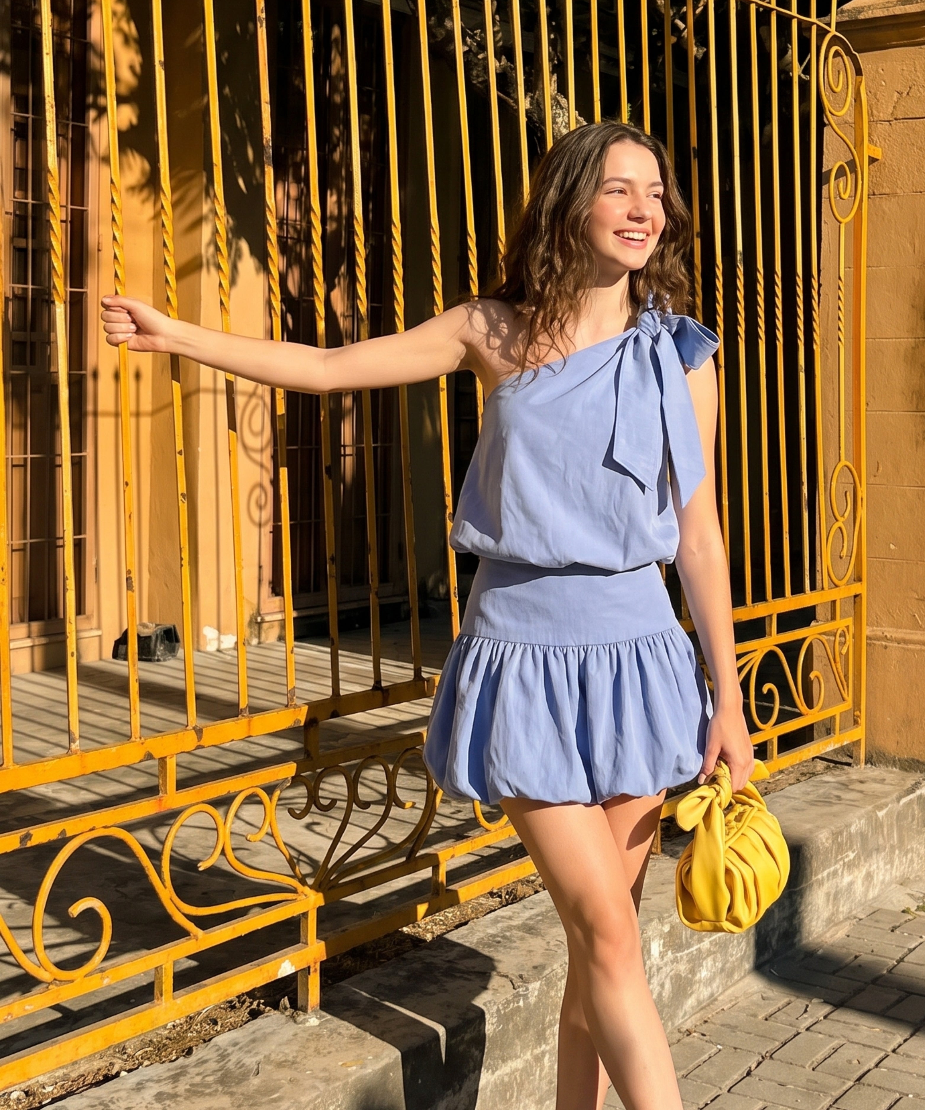 Falda mini globo Azul Empolvado