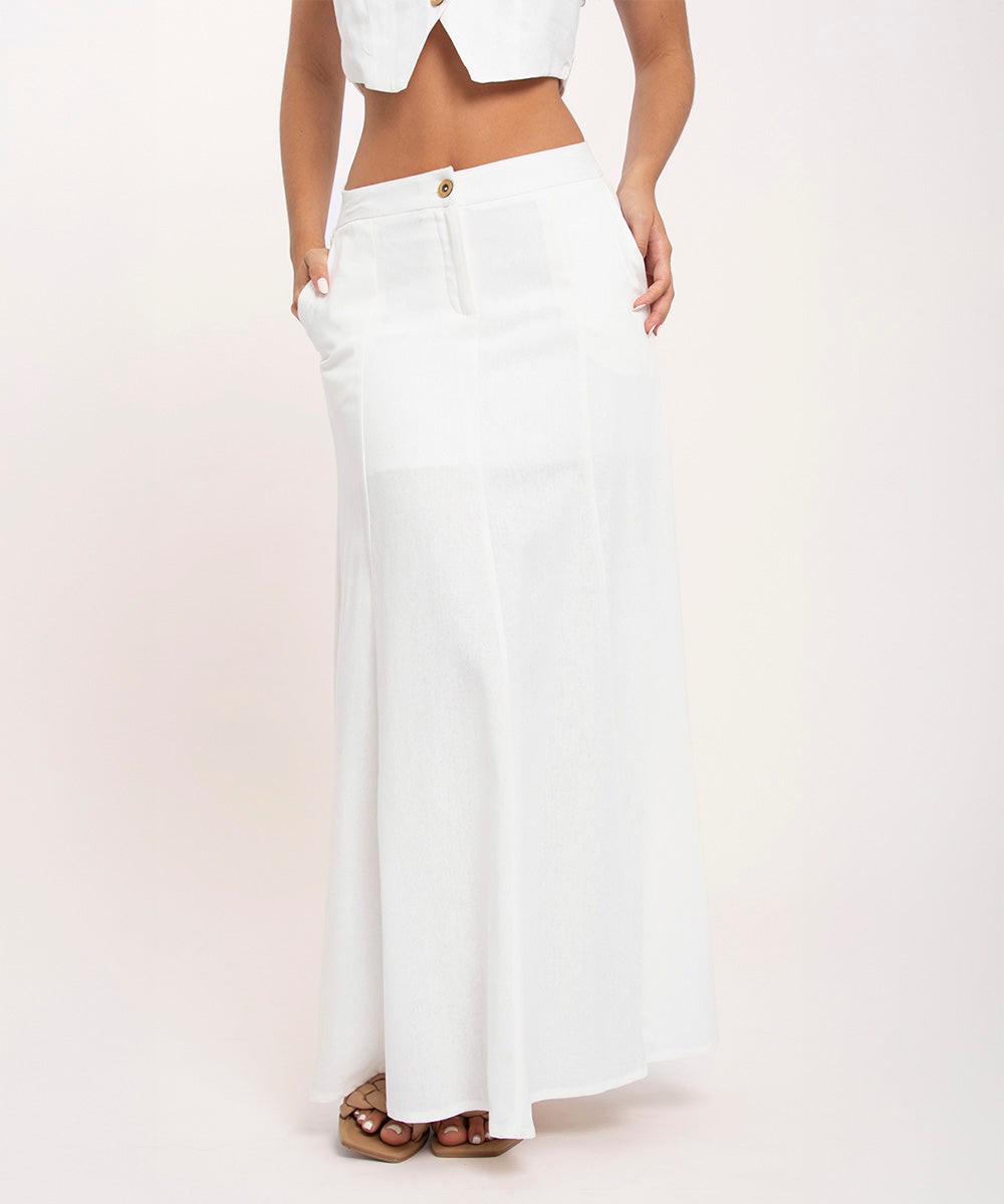 Falda Larga Con Cortes Blanco Faldas Para Mujer | Ticket Store Colombia 2