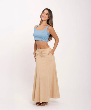 Falda Larga Con Cortes Camel Faldas Para Mujer | Ticket Store Colombia 1