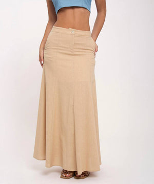 Falda Larga Con Cortes Camel Faldas Para Mujer | Ticket Store Colombia 2