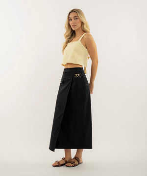 Falda Midi Con Herrajes Negro Faldas Para Mujer | Ticket Store Colombia 2
