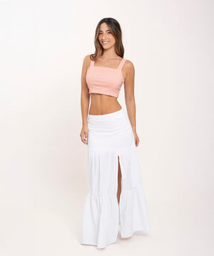 Falda De Tiempos Con Abertura Blanco Faldas Para Mujer | Ticket Store Colombia 1