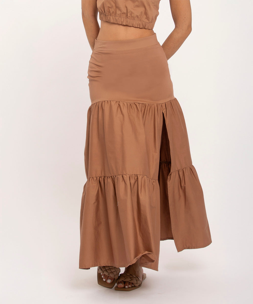 Falda De Tiempos Con Abertura Chocolate Faldas Para Mujer | Ticket Store Colombia 2