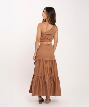 Falda De Tiempos Con Abertura Chocolate Faldas Para Mujer | Ticket Store Colombia 3