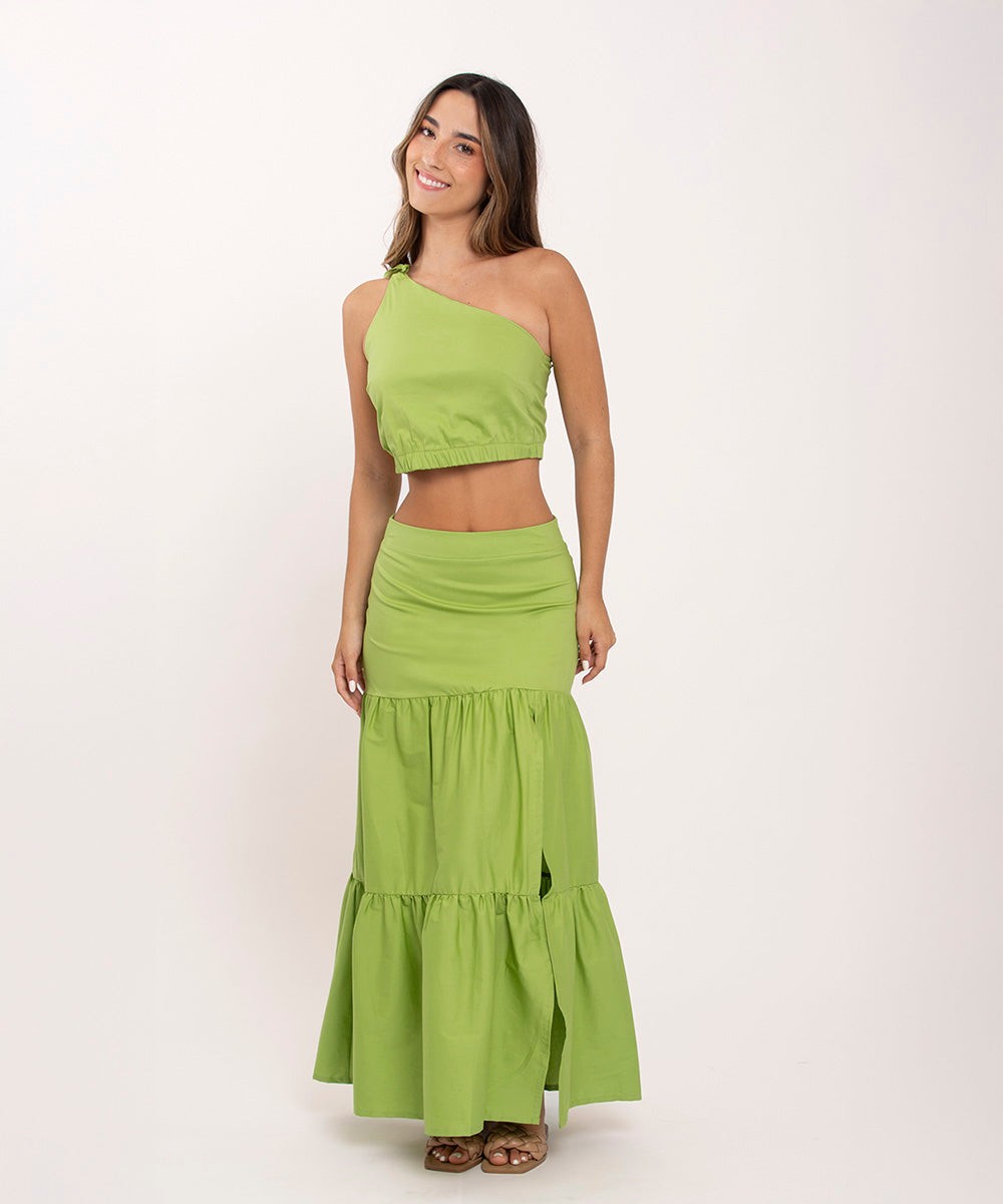 Falda De Tiempos Con Abertura Verde Faldas Para Mujer | Ticket Store Colombia 1