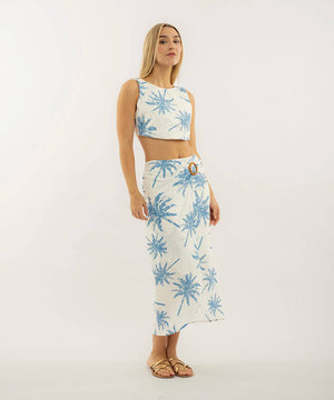 Falda Midi Cruzada Azul Radiante | Ticket Store Colombia 1