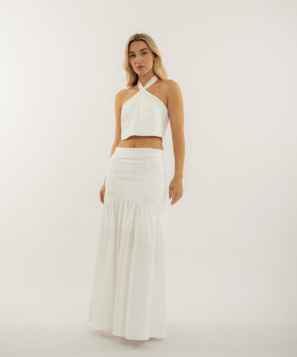 Falda bolsillos parche BLANCO