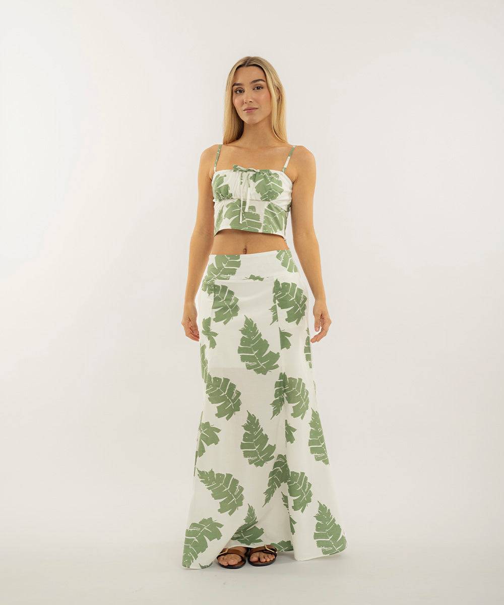 Falda Larga Con Nesgas Verde Faldas Para Mujer | Ticket Store Colombia 1