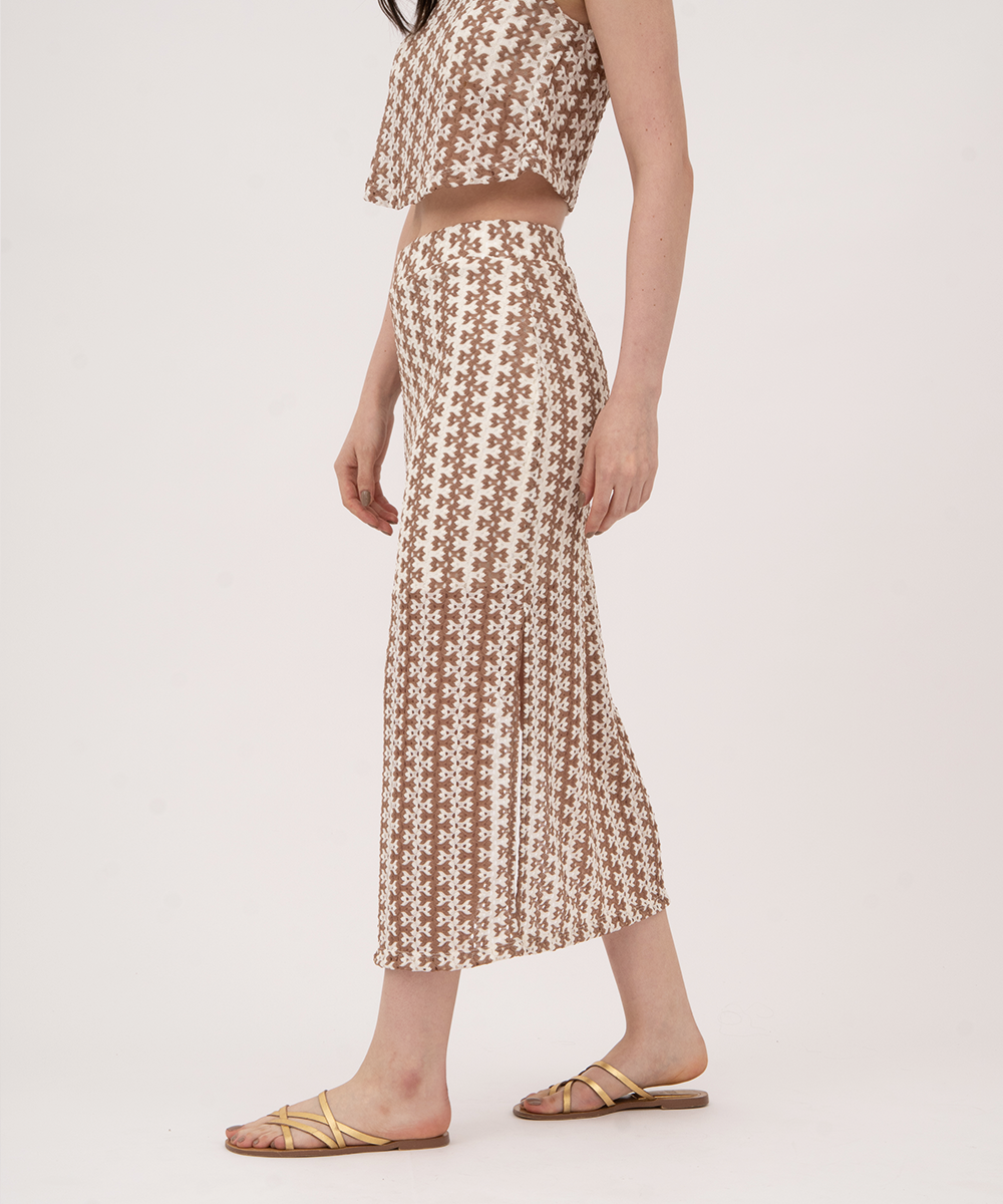 Falda midi con aberturas CHOCOLATE