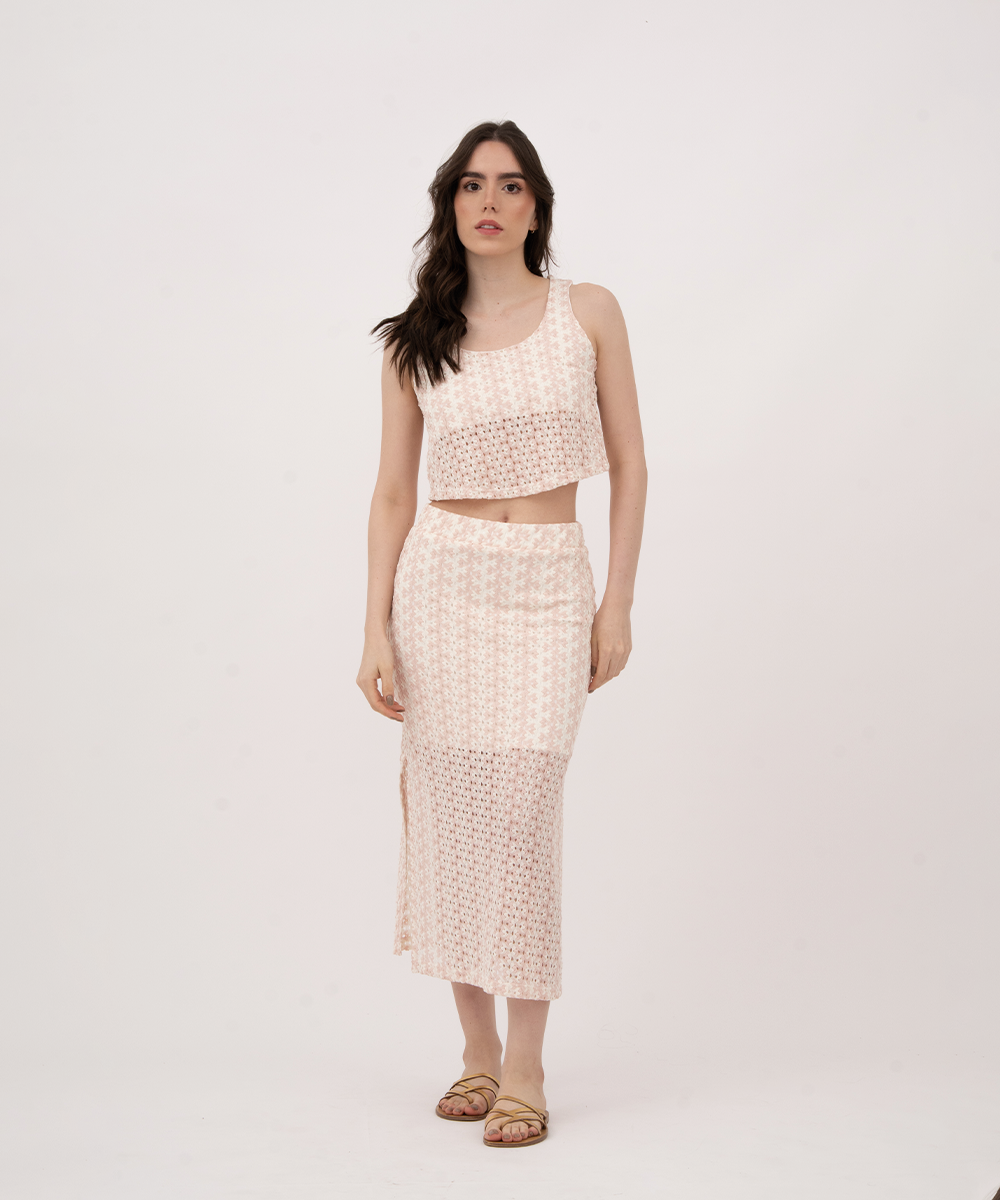 Falda midi con aberturas ROSADO PASTEL