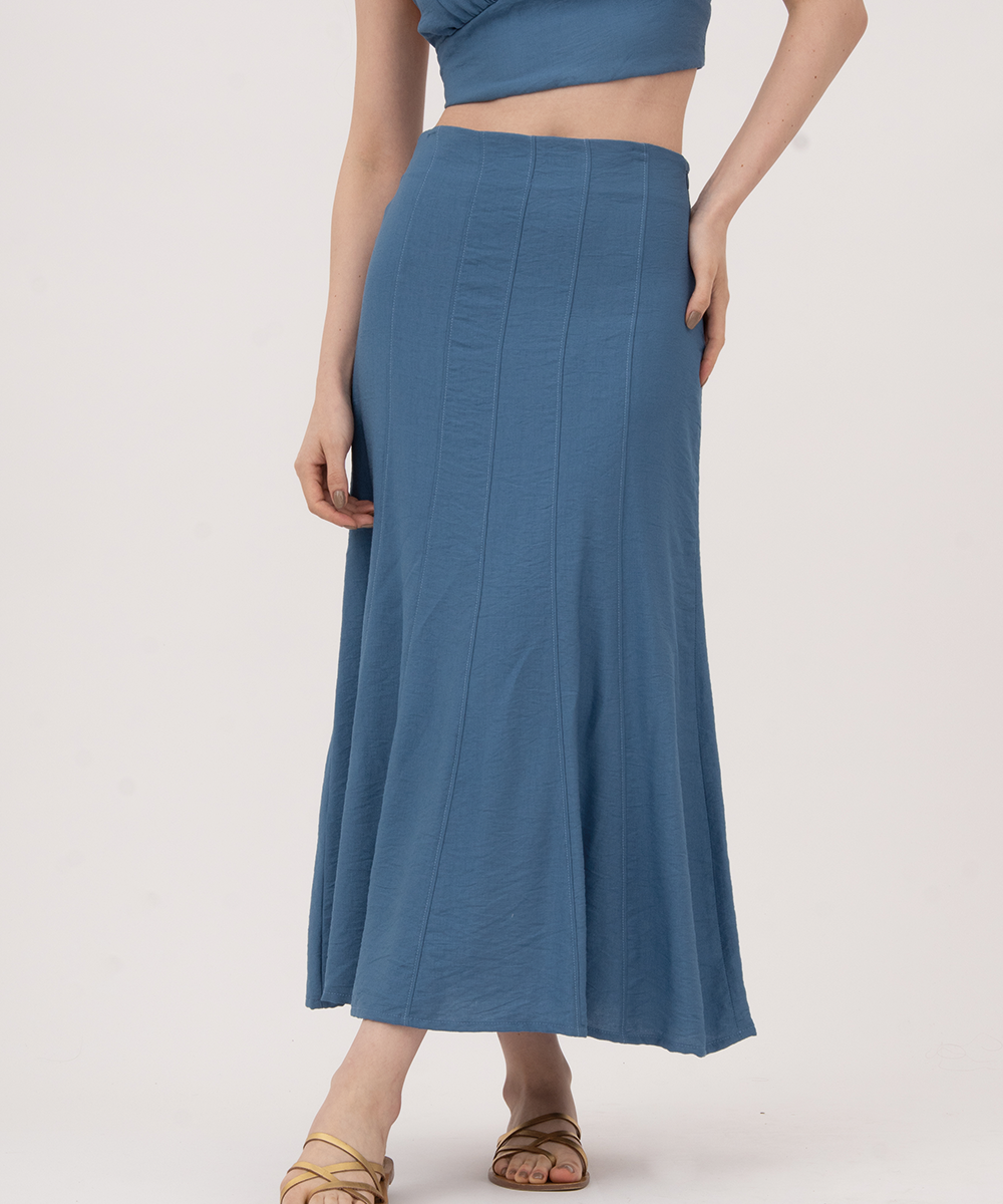 Falda midi con cortes AZUL RADIANTE