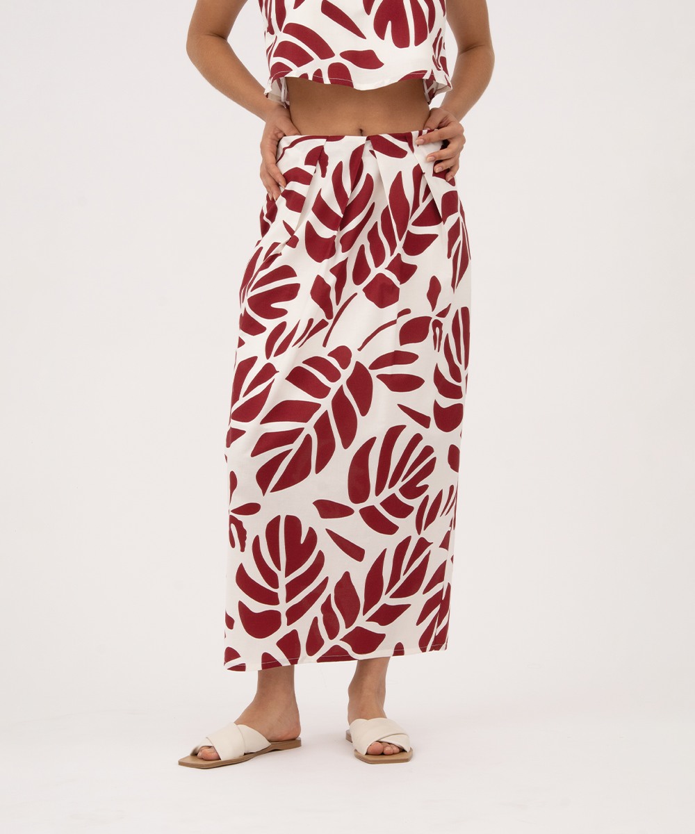 Falda midi con prenses ROJO