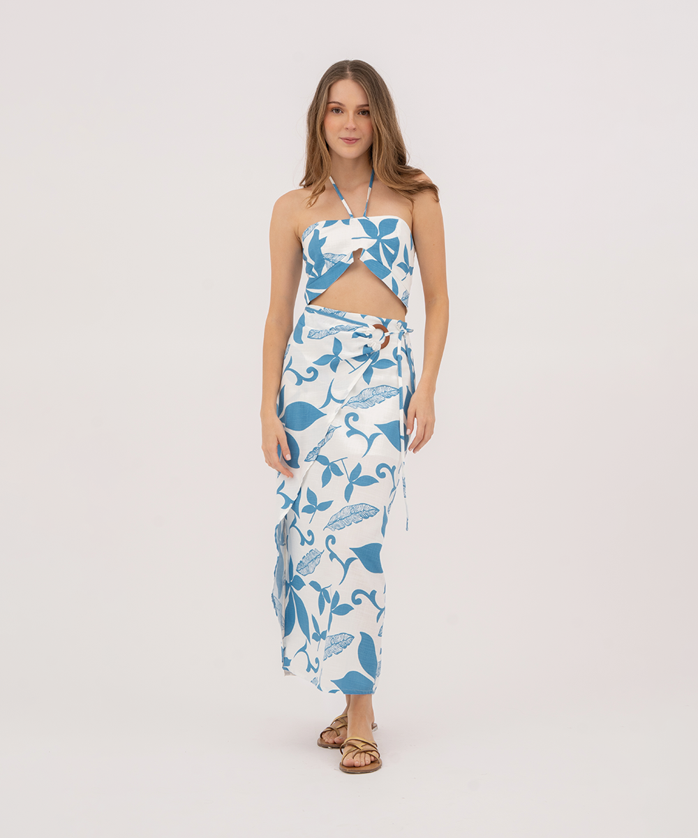 Falda asimétrica con argolla AZUL RADIANTE