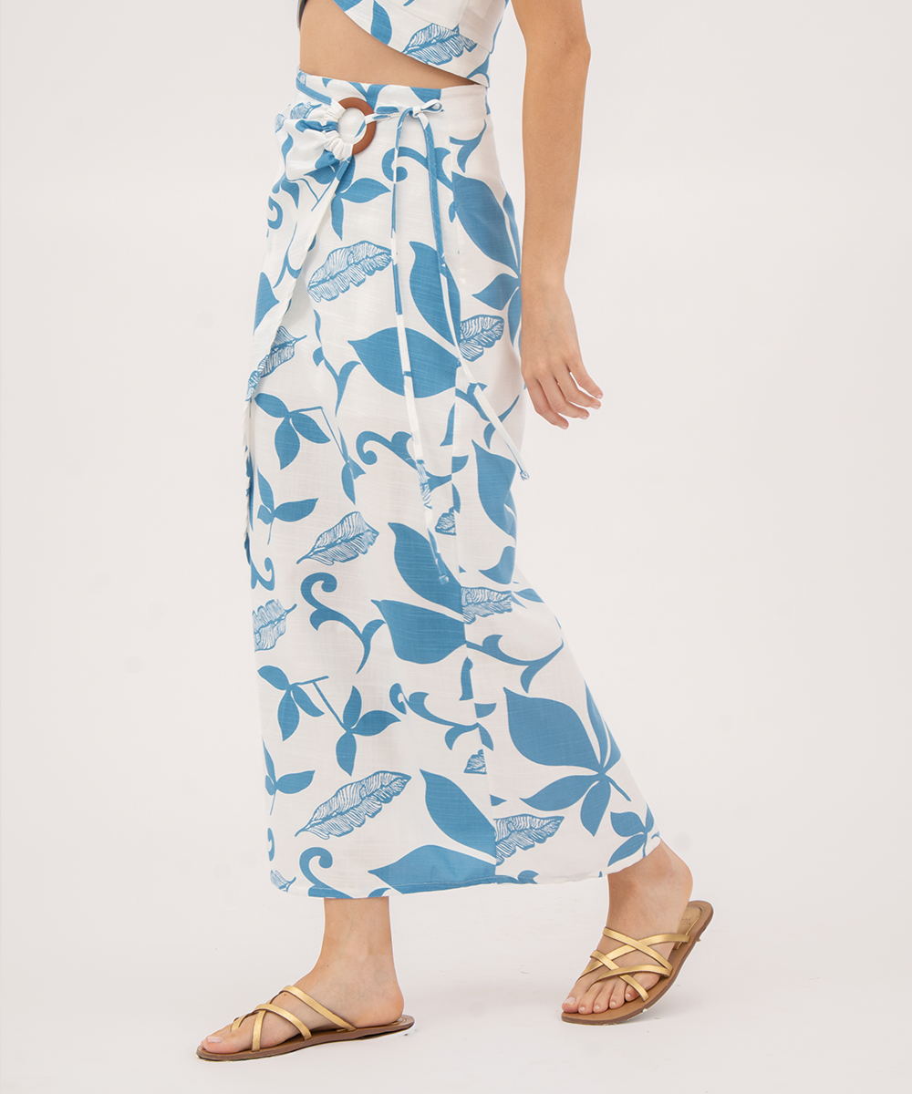 Falda asimétrica con argolla AZUL RADIANTE