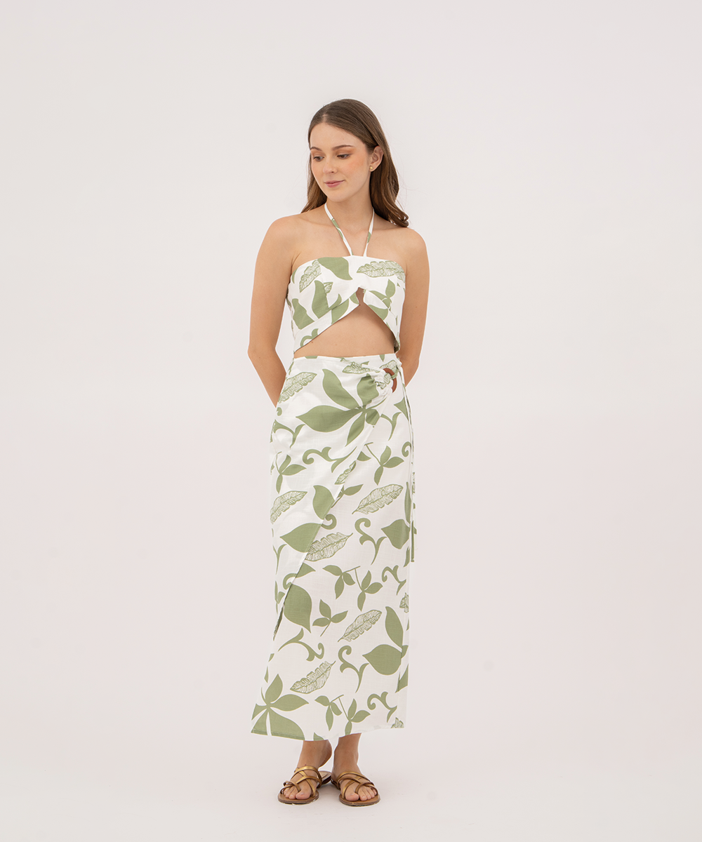 Falda asimétrica con argolla VERDE