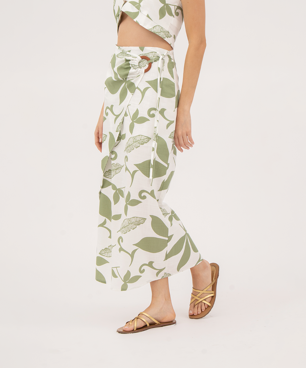 Falda asimétrica con argolla VERDE