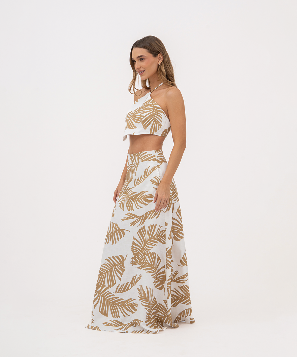 Falda larga con bolsillos CAMEL