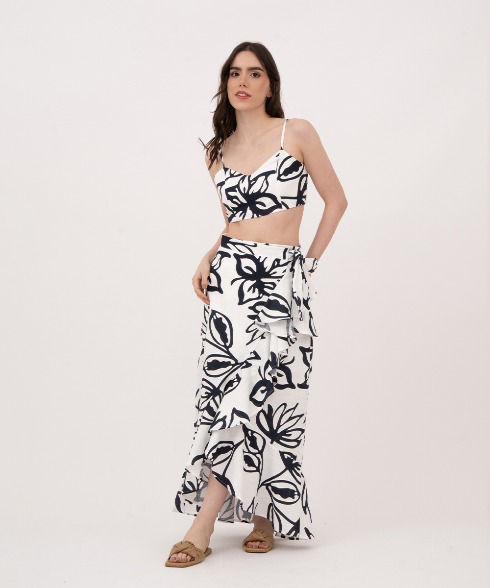 Falda cruzada con lazo AZUL PROFUNDO