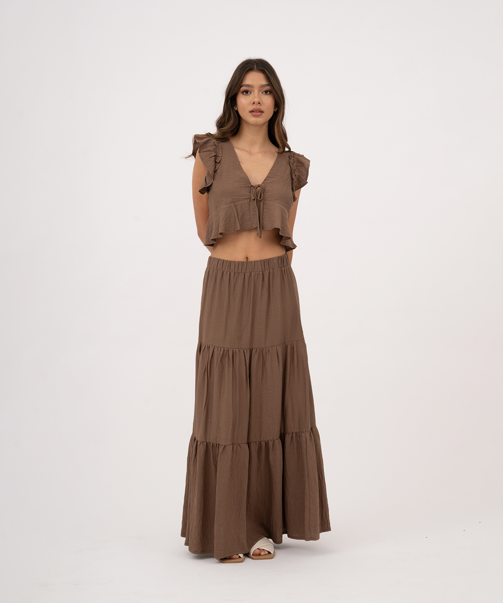 Falda larga de tiempos CHOCOLATE