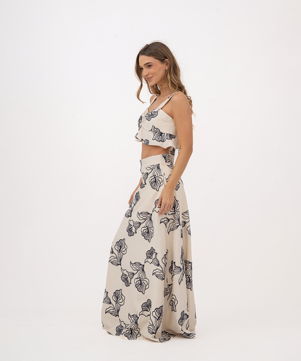 Falda larga con bolsillos AZUL PROFUNDO