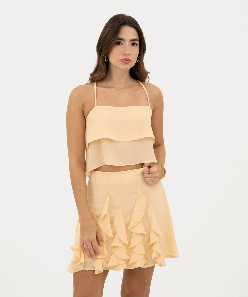 Falda mini volantes Amarillo Pastel