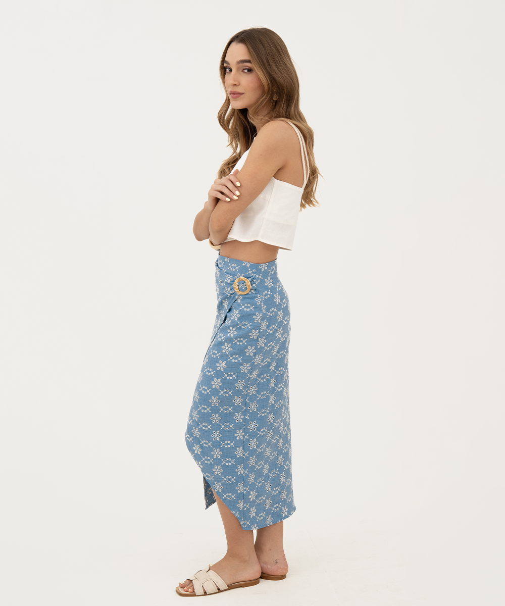 Falda cruzada con hebilla Azul Radiante