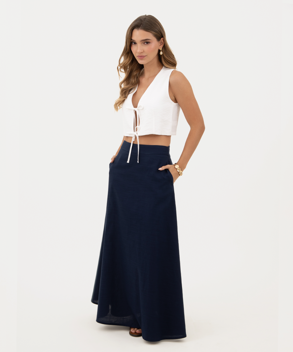 Falda larga con bolsillos Azul Profundo