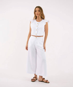 Pantalón Culotte Con Prenses Blanco Pantalóns Para Mujer | Ticket Store Colombia 1