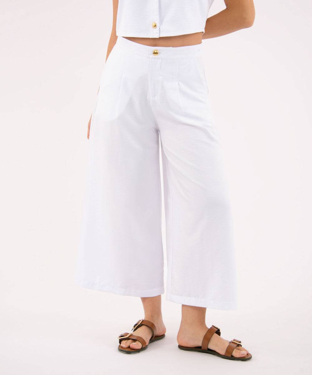 Pantalón Culotte Con Prenses Blanco Pantalóns Para Mujer | Ticket Store Colombia 2