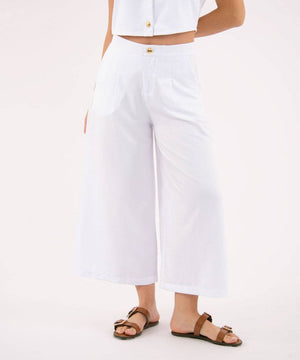 Pantalón Culotte Con Prenses Blanco Pantalóns Para Mujer | Ticket Store Colombia 2