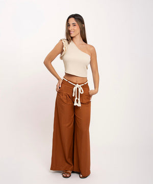 Pantalon Con Lazo Terracota Pantalóns Para Mujer | Ticket Store Colombia 1