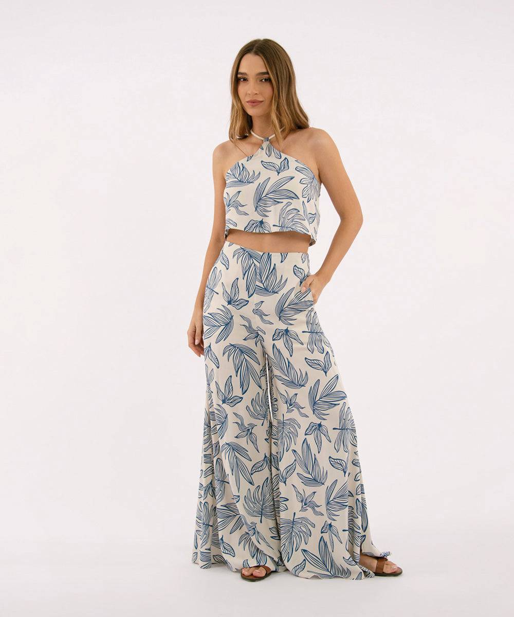 Pantalón Palazzo Aberturas Azul Profundo Pantalóns Para Mujer | Ticket Store Colombia 1