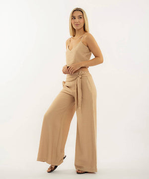 Pantalon De Amarrar Camel Pantalóns Para Mujer | Ticket Store Colombia 2