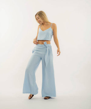 Pantalon De Amarrar Azul Cielo Pantalóns Para Mujer | Ticket Store Colombia 2