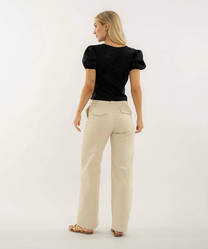 Pantalon Bota Recta Cortes Marfil Pantalóns Para Mujer | Ticket Store Colombia 3