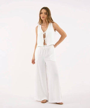 Pantalón Cintura Elástica Blanco Pantalóns Para Mujer | Ticket Store Colombia 1