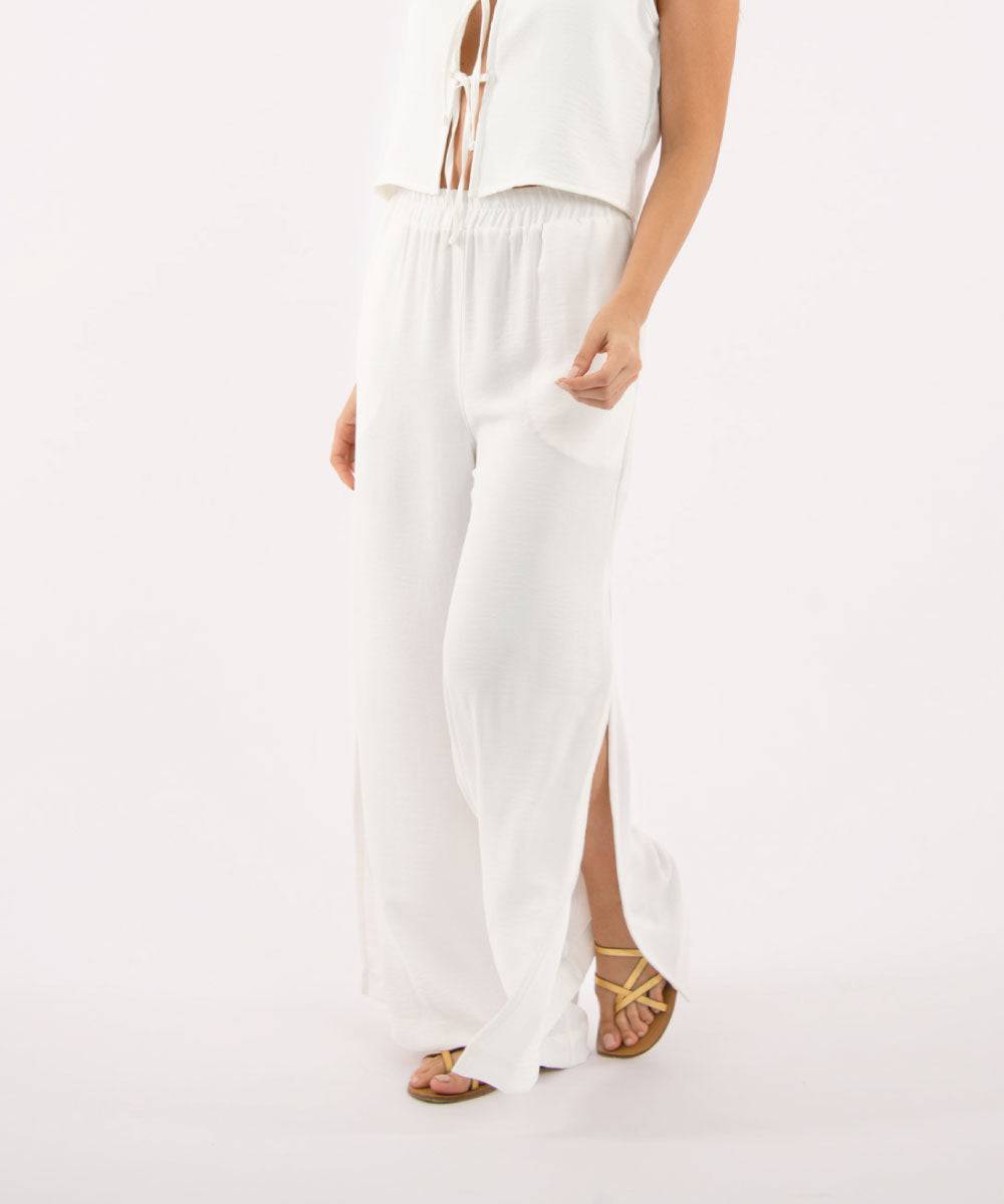 Pantalón Cintura Elástica Blanco Pantalóns Para Mujer | Ticket Store Colombia 2