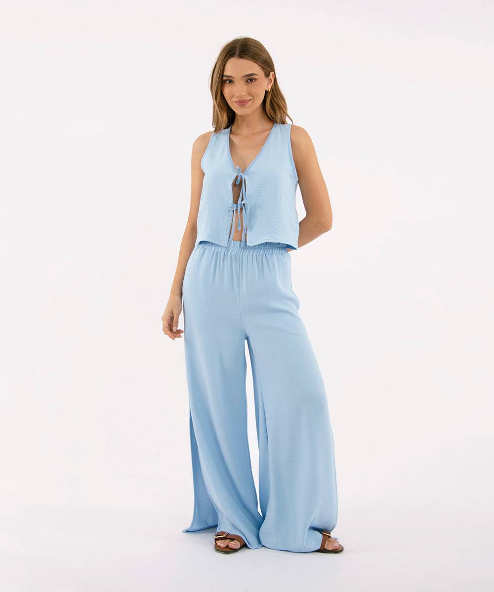 Pantalón Cintura Elástica Azul Cielo Pantalóns Para Mujer | Ticket Store Colombia 1