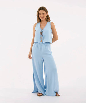 Pantalón Cintura Elástica Azul Cielo Pantalóns Para Mujer | Ticket Store Colombia 1