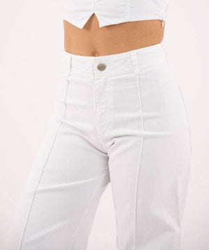 Pantalón Tiro Alto, Bota Recta Blanco Pantalóns Para Mujer | Ticket Store Colombia 2