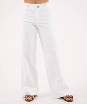 Pantalón Tiro Alto, Bota Recta Blanco Pantalóns Para Mujer | Ticket Store Colombia 3