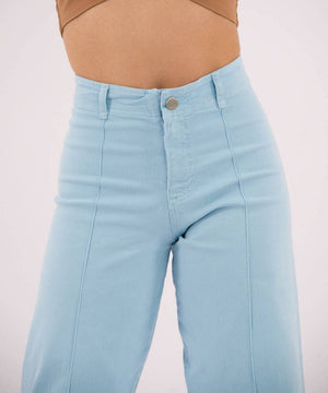 Pantalón Tiro Alto, Bota Recta Azul Cielo Pantalóns Para Mujer | Ticket Store Colombia 2