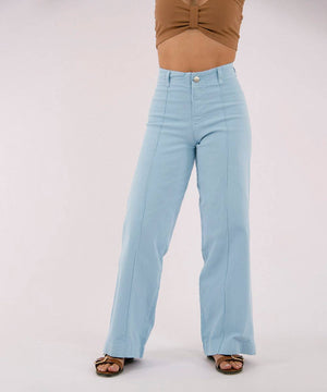 Pantalón Tiro Alto, Bota Recta Azul Cielo Pantalóns Para Mujer | Ticket Store Colombia 3