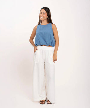Pantalon Con Bolsillos Marfil Pantalóns Para Mujer | Ticket Store Colombia 1