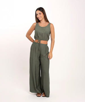 Pantalon Con Bolsillos Verde Selva (Militar) Pantalóns Para Mujer | Ticket Store Colombia 1