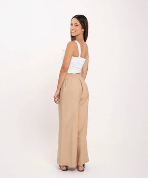 Pantalon Con Bolsillos Camel Pantalóns Para Mujer | Ticket Store Colombia 3